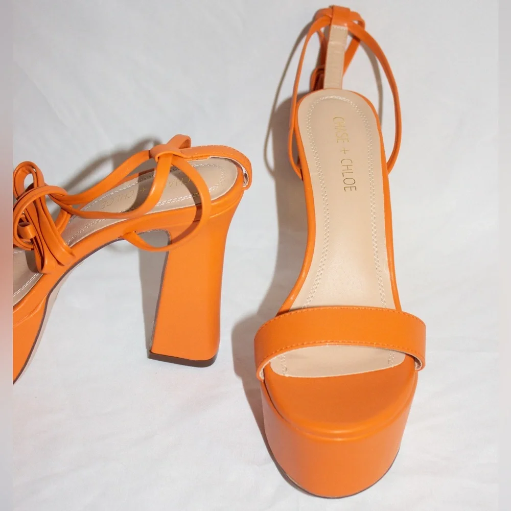 Chase + Chloe Platform Heels | Orange | 7.5 - Picture 6 of 6